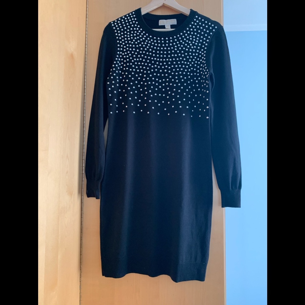 Black knitted dress with silver studs